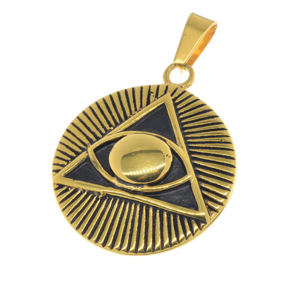 Edelstahlanhänger - "Allsehendes Auge" PVD - Gold