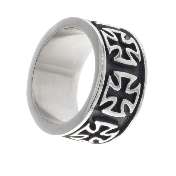 Edelstahlring/Schwarze Kreuze 63 (20,1 Ø) 10 US