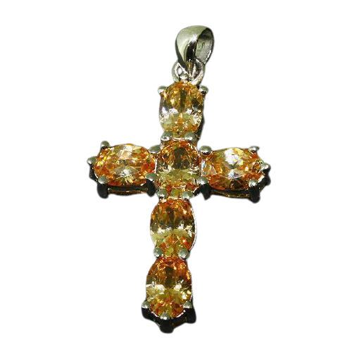 925 Sterling Silberanhänger - Kreuz mit Cubik Zirkonia Bunt "Jacky"