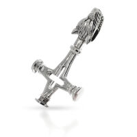 Large Wolf Cross with Sculpted Head in 925 Sterling...