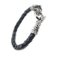 Lederarmband Edelstahlverschluss - Drachenkopf + Schwanz 21 cm