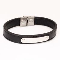 Lederarmband mit Gravurplatte - poliert