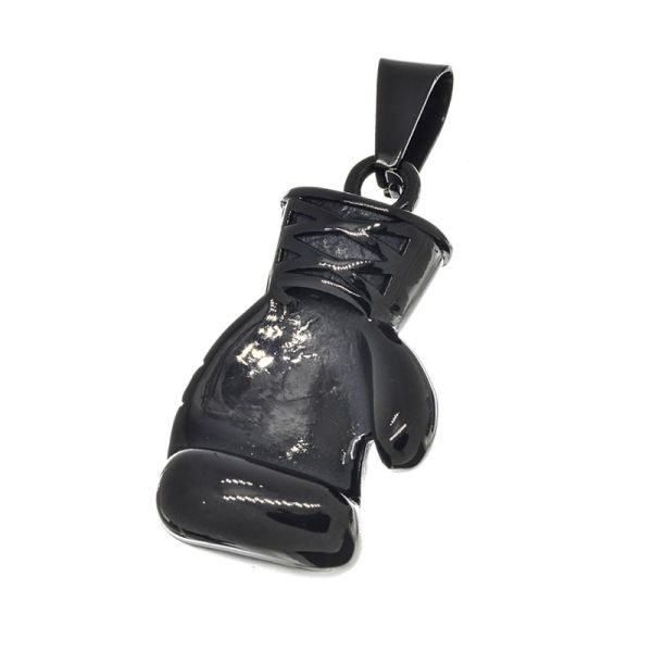 Edelstahlanhänger - Boxhandschuh - PVD-Schwarz - 43 mm