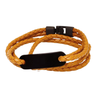Lederarmband mit Gravurplatte - PVD-Schwarz