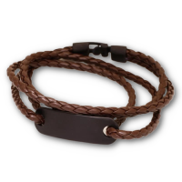 Lederarmband mit Gravurplatte - PVD-Schwarz