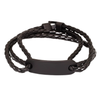 Lederarmband mit Gravurplatte - PVD-Schwarz