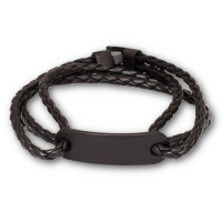 Lederarmband mit Gravurplatte - PVD-Schwarz