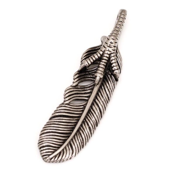 Edelstahlanhänger - Feder ca. 68 x 17 x 11 mm/ 16 g