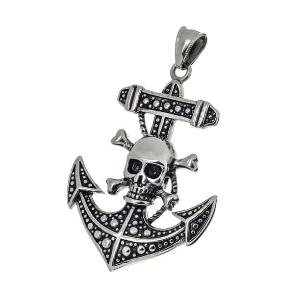Edelstahlanhänger - Anker mit Totenkopf ca. 53 x 40 x 7mm