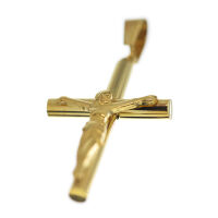 Edelstahlanhänger - Kreuz mit Christus PVD-Gold-Klein