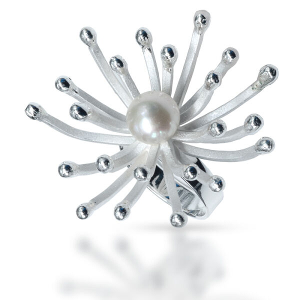 925 Sterling Silberring - Korallenoptik mit Perle 56 (17,8 Ø) 07 US