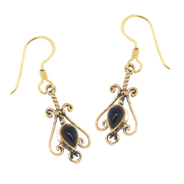 Bronzeohrringe  Onyx
