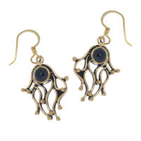 Bronzeohrringe Perlmutt / Onyx
