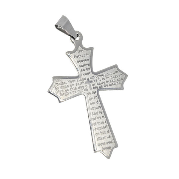 Edelstahlanhänger - Kreuz Vater Unser - englisch