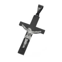 Edelstahlanhänger - Kreuz Vater Unser englisch