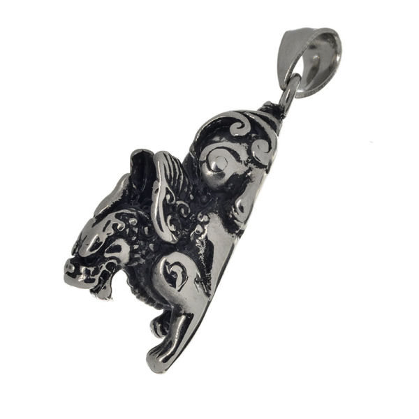 Stainless steel pendant - winged dragon