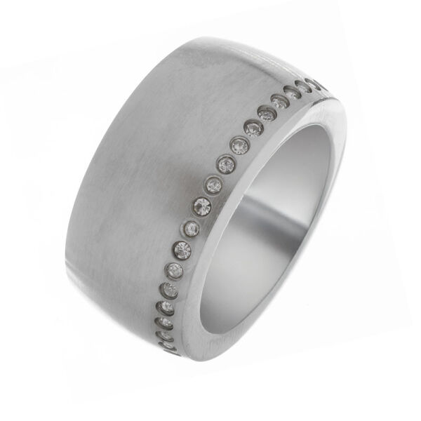 Edelstahlring - 12 mm - Zirkonia-Reihe - Stahl - DE 57 / US 08