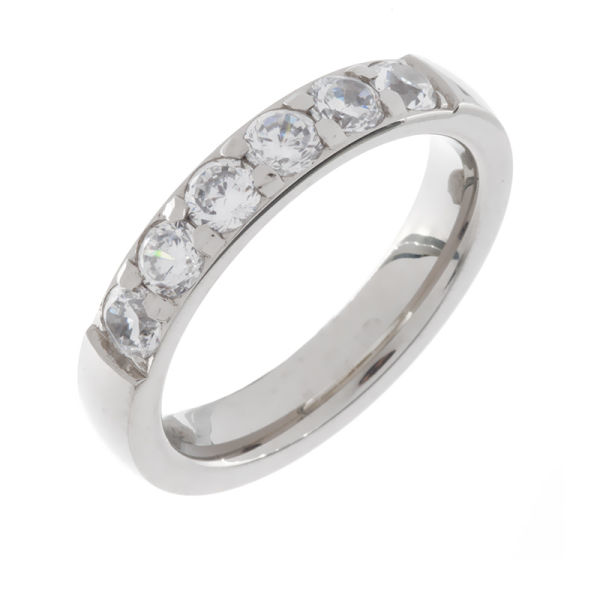 Edelstahlring/Cubik Zirkonia 54