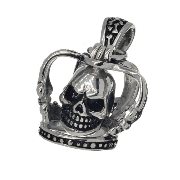 Edelstahlanhänger - Krone "Lilie" mit Totenkopf