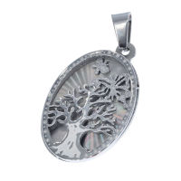 Stainless steel pendant - tree of life with butterflies