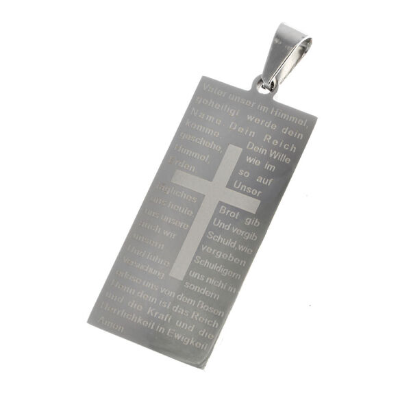 Edelstahlanhänger - Vater Unser mit Kreuz