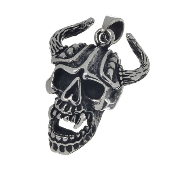 Stainless Steel Pendant – Asasel – Horned Skull