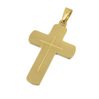 Edelstahlanhänger - Kreuz / PVD-Gold