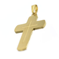 Edelstahlanhänger - Kreuz / PVD-Gold