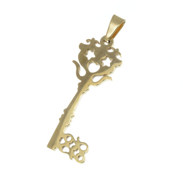Edelstahlanhänger - Schlüssel Gold