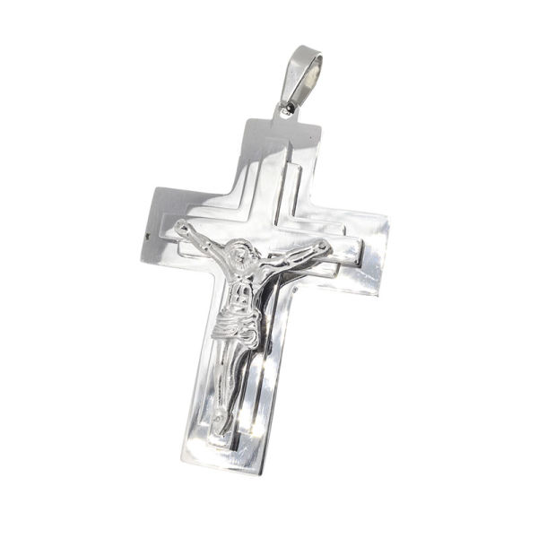 Stainless steel pendant - Cross with Jesus