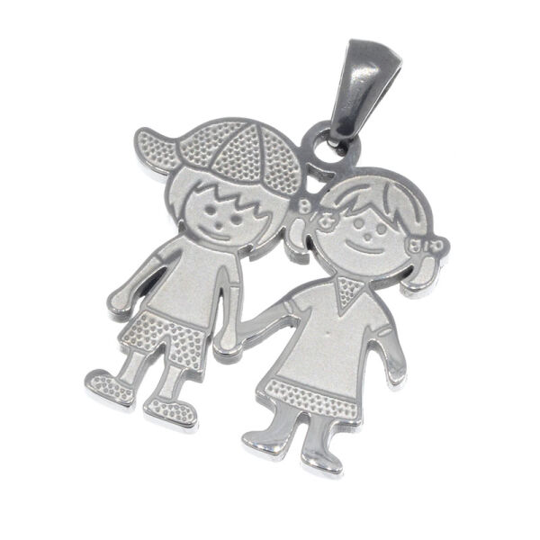 Stainless Steel Pendant – Young Love with Two Connected Figures
