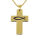 Edelstahlanhänger - Kreuz  mit Ichthys "Numar" PVD-Gold