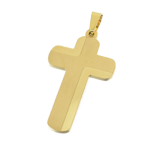 Edelstahlanhänger - Kreuz PVD-Gold