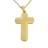 Edelstahlanhänger - Kreuz PVD-Gold