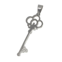 Stainless Steel Pendant – Key with Rounded Details,...