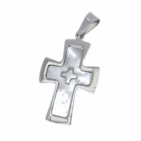 Stainless Steel Pendant – Nimar Cross with Pale Inner Panel