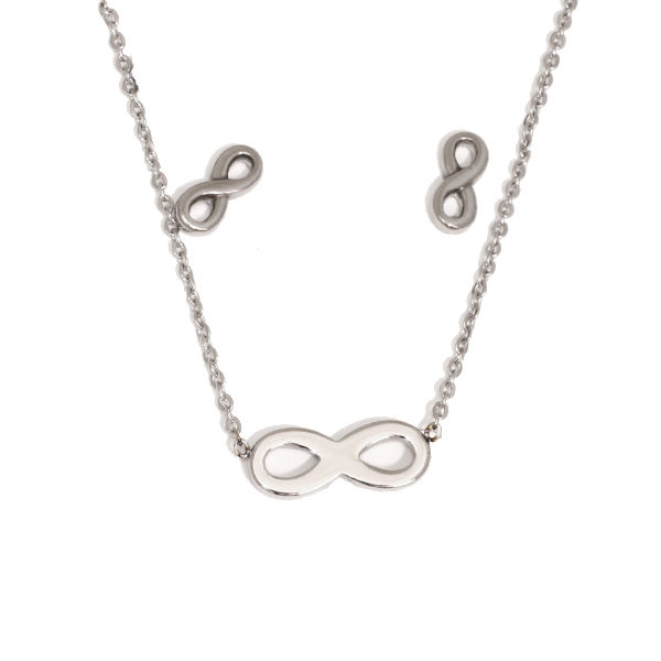 Edelstahl-Set "Unendlichkeit" Kette mit Anhänger und Ohrstecker