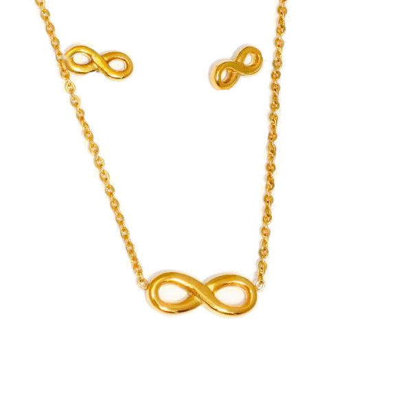 Edelstahl-Set "Undendlichkeit" Kette mit Anhänger und Ohrsteckern PVD Gold