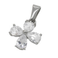 Stainless steel pendant - flower made of 4 zirconia stones