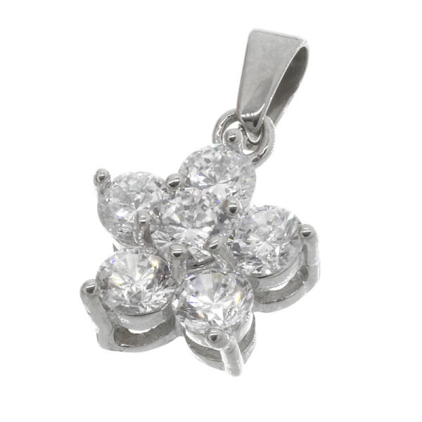 Stainless steel pendant - flower made of 6 zirconia stones
