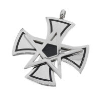 Stainless steel pendant - Iron cross with pentagram