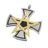 Edelstahlanhänger - Eisernes Kreuz mit Pentagramm