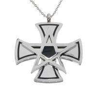 Stainless steel pendant - Iron cross with pentagram Steel