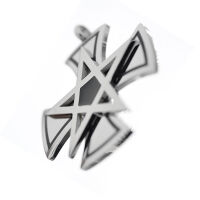 Stainless steel pendant - Iron cross with pentagram Steel