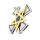 Stainless steel pendant - Iron cross with pentagram Bicolor (Stahl/PVD-Gold)