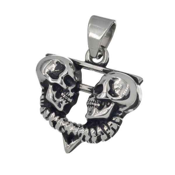 Edelstahlanhänger - Zwillings Totenkopf