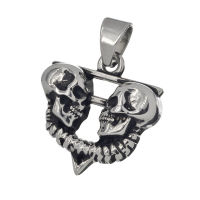 Stainless steel pendant - twin skull