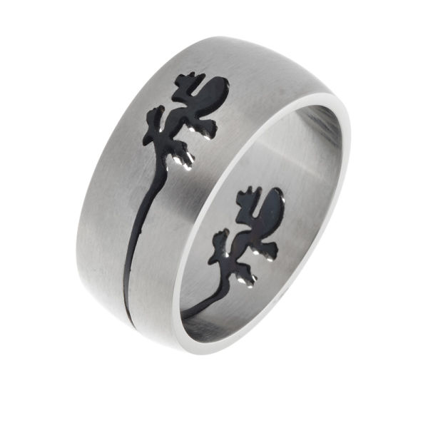 Stainless steel ring - Gecko - polished - lasered 48