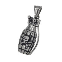 Stainless steel pendant - hand grenade with skull
