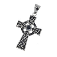 Stainless Steel Pendant – Celtic Cross with Glass...